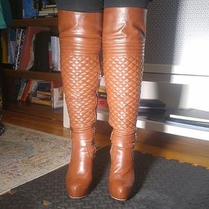 Brown thigh high boots